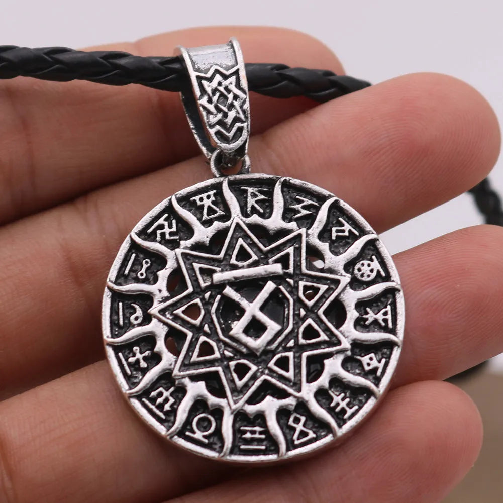 Lunavin ODing logo alloy necklace pendant with adjustable leather rope or snake bones chain in antique silver or bronze finish