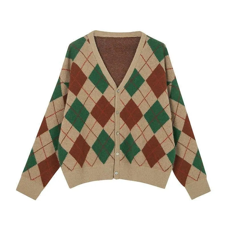 Acrylic knitted casual cardigan in free size showing macaron colour options including pink, green, and khaki