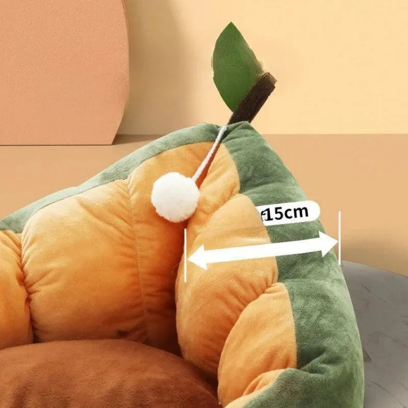 Soft cotton pet bed house for cats and dogs in coffee colour showing enclosed kennel design