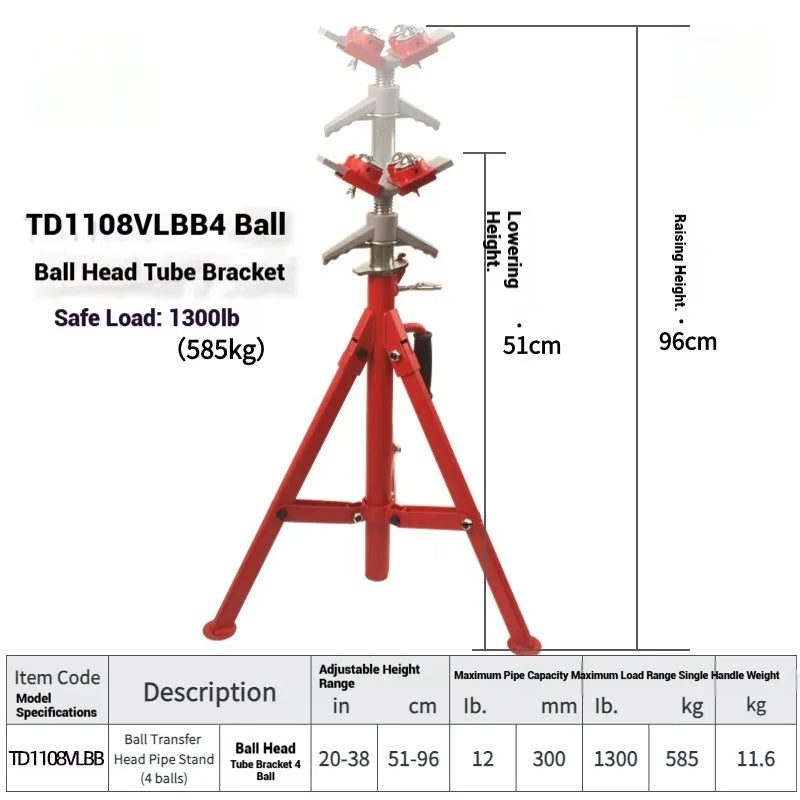 Metal V-head pipe support bracket with integrated ball joints for steel pipe mounting.