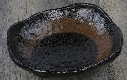 Creative Japanese-style coarse pottery sashimi bowl ceramic tableware set with irregular shape and floral decorations