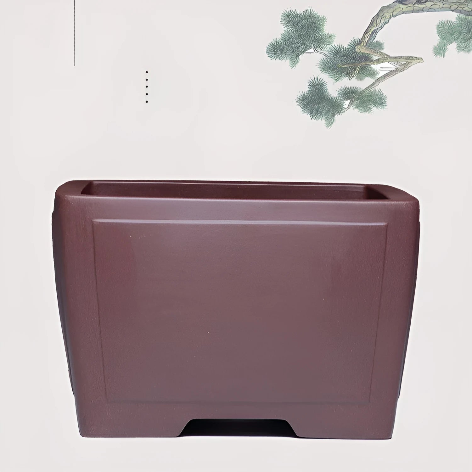 Square purple clay succulent bonsai pot in classical style for tabletop or floor plant display
