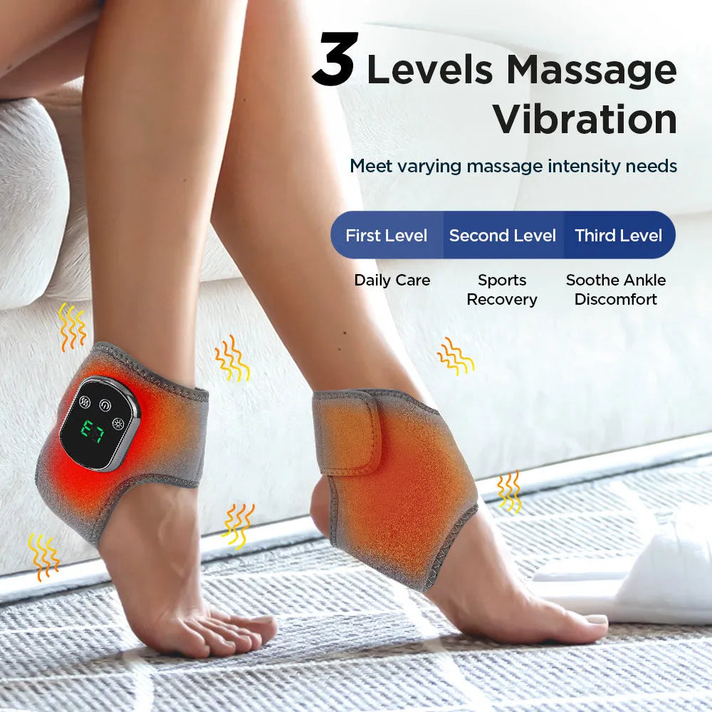 Electric heating ankle and wrist massage instrument in gray with hot compress and vibration settings