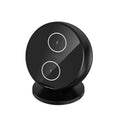 Multifunctional black mobile phone wireless charging dock with integrated Bluetooth speaker.