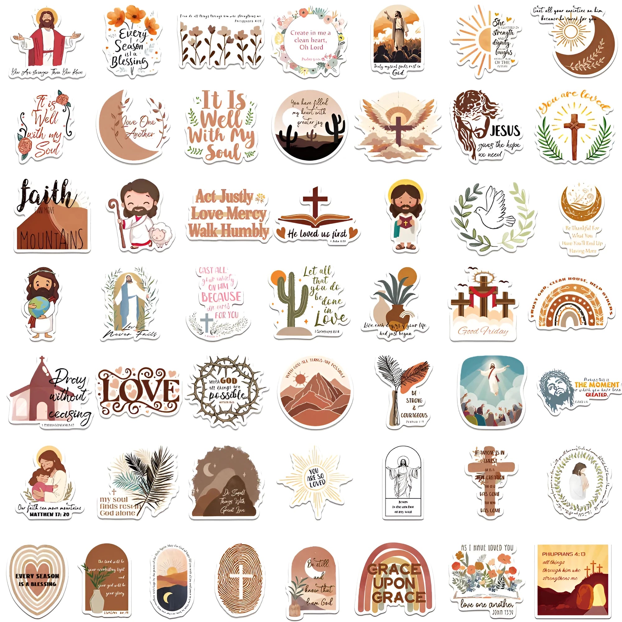 50-piece pack of assorted printed graffiti design vinyl stickers on backing paper.