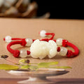 Traditional Chinese Hetian jade bracelet with black and red adjustable ropes and jade beads