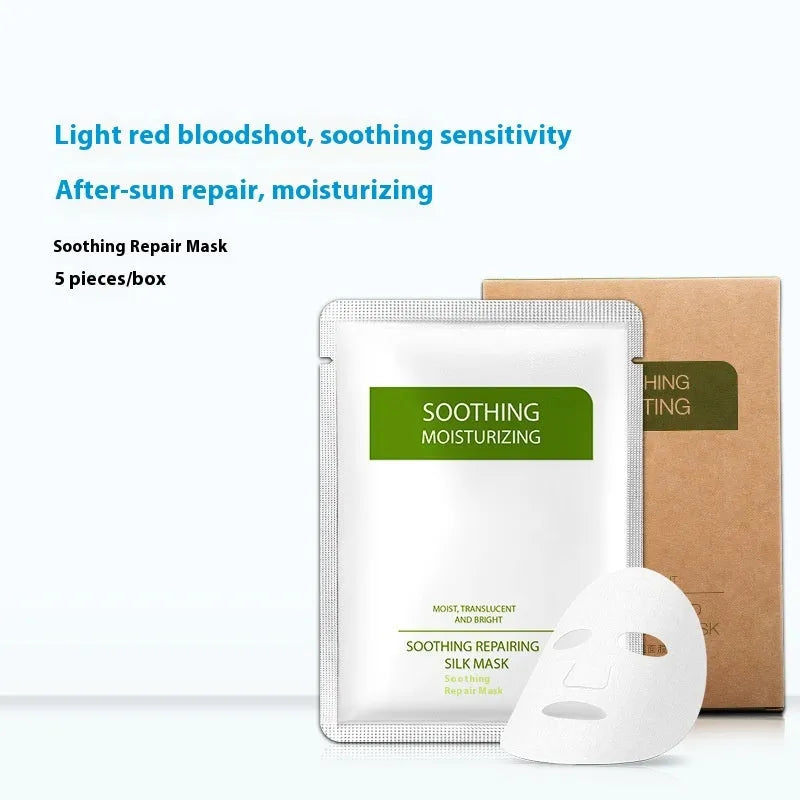 White silk facial mask for sensitive skin with 25g moisturising formulation in box packaging
