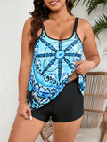 Women's casual split swimsuit bikini set with sling pattern design in a brief cut.