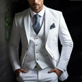 Men's slim fit three-piece suit in chemical blend polyester fabric with coat, vest and trousers
