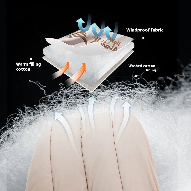 Double camping sleeping bag in coffee gray with thickened chemical fibre filling and envelope style, 210T polyester outer and washed cotton lining
