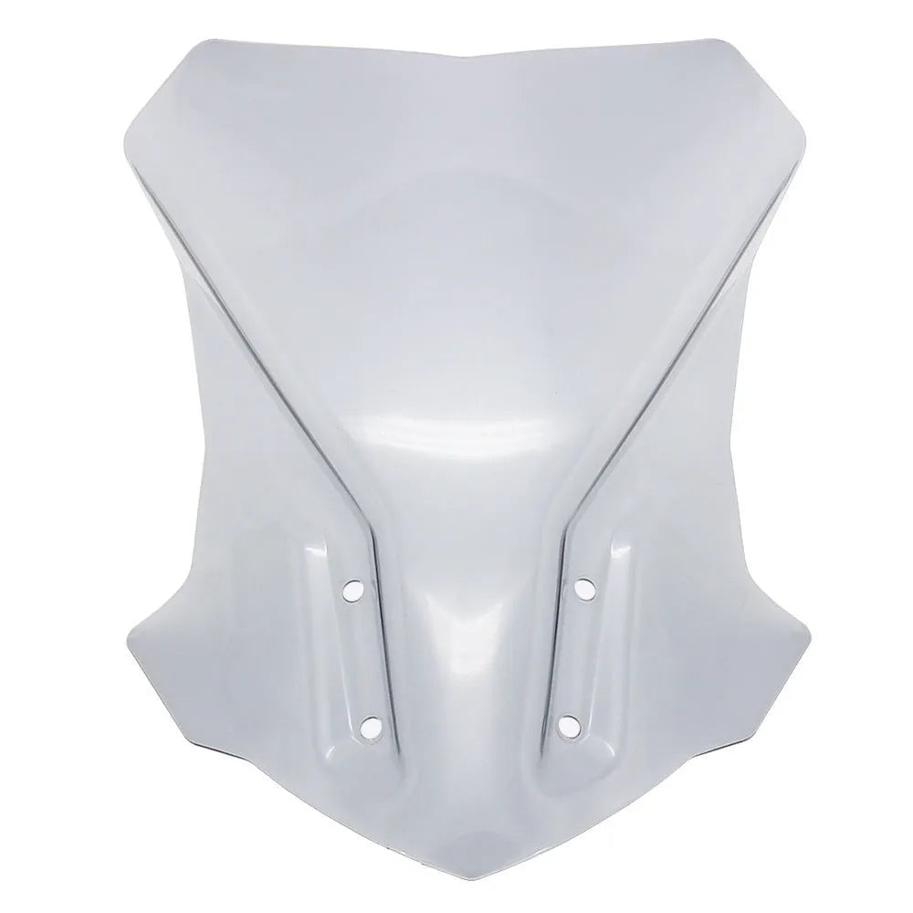 Transparent gray motorcycle windshield shroud for BMW G310GS, side view installed on bike