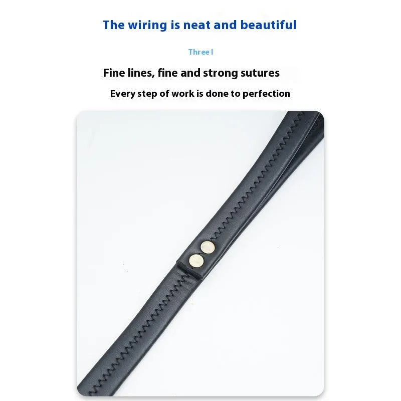 Black PU leather pet traction belt with adjustable length for dog walking
