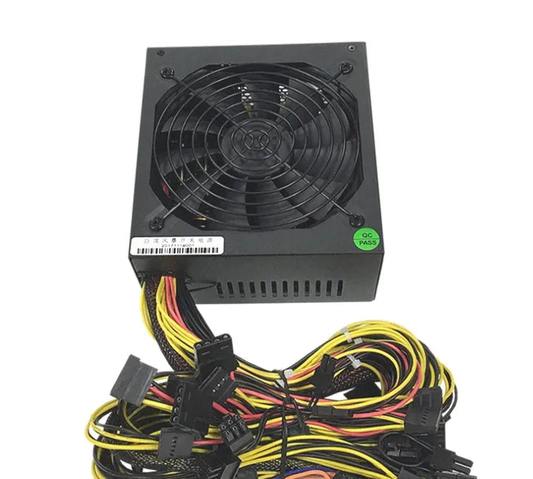 Black server power supply unit with multiple cable connectors for AMD CPU systems