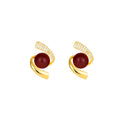 Set of two French pearl and cubic zirconia gold-plated earrings styles on a light background