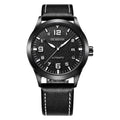 Men's retro automatic watch with leather strap in silver and army green colour option.