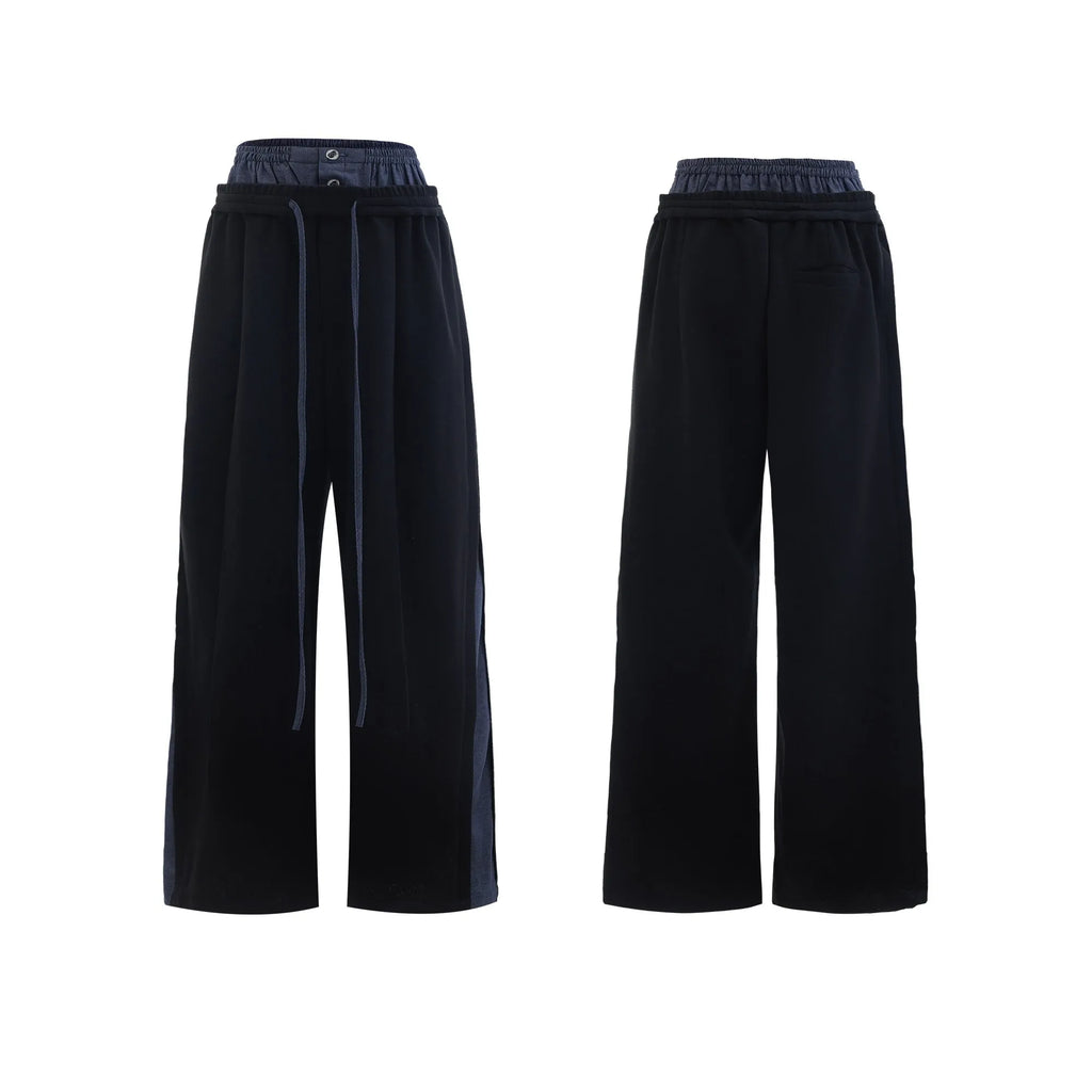 Men's black hooded polyester sports suit with three-dimensional stitching on jacket and trousers