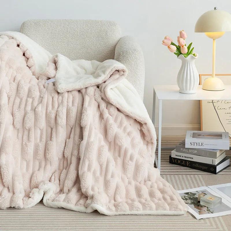 Rabbit Bejirog flange blanket in solid colour, polyester fibre, lightweight nap cover for air conditioning