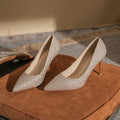 Gold crystal high heel pump with stiletto heel, rhinestone and sequin upper, sizes 34 to 40