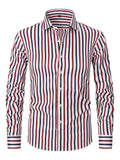 Men's striped long sleeve business shirt in slim fit with cardigan-style design