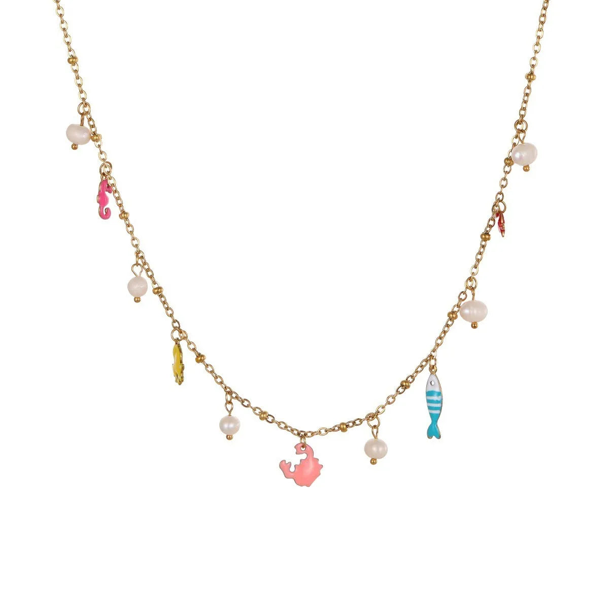 Women's stainless steel pendant necklace with geometric 18K gold electroplated pendant on regular chain