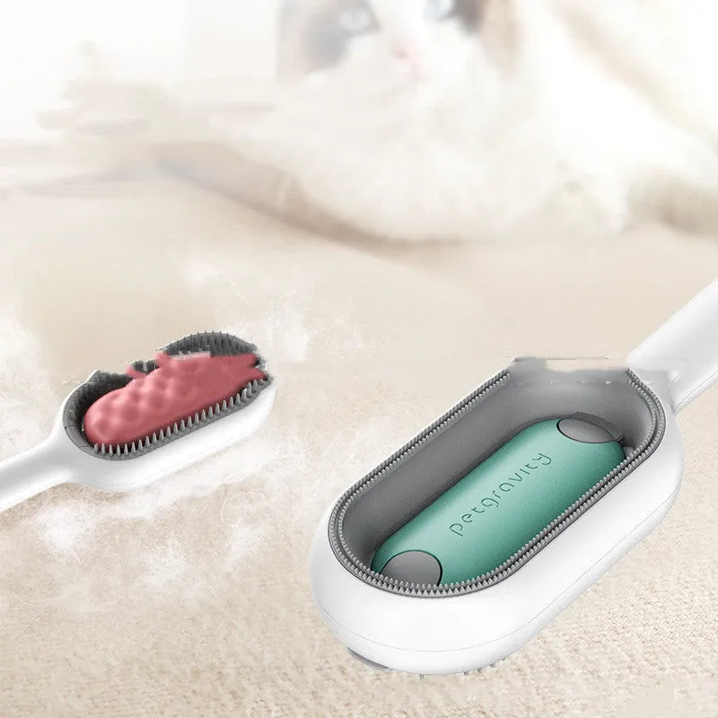 Green hair removal comb for cats and dogs with disposable wipes stickers, plastic body, 5.3 x 2.6 x 19 cm