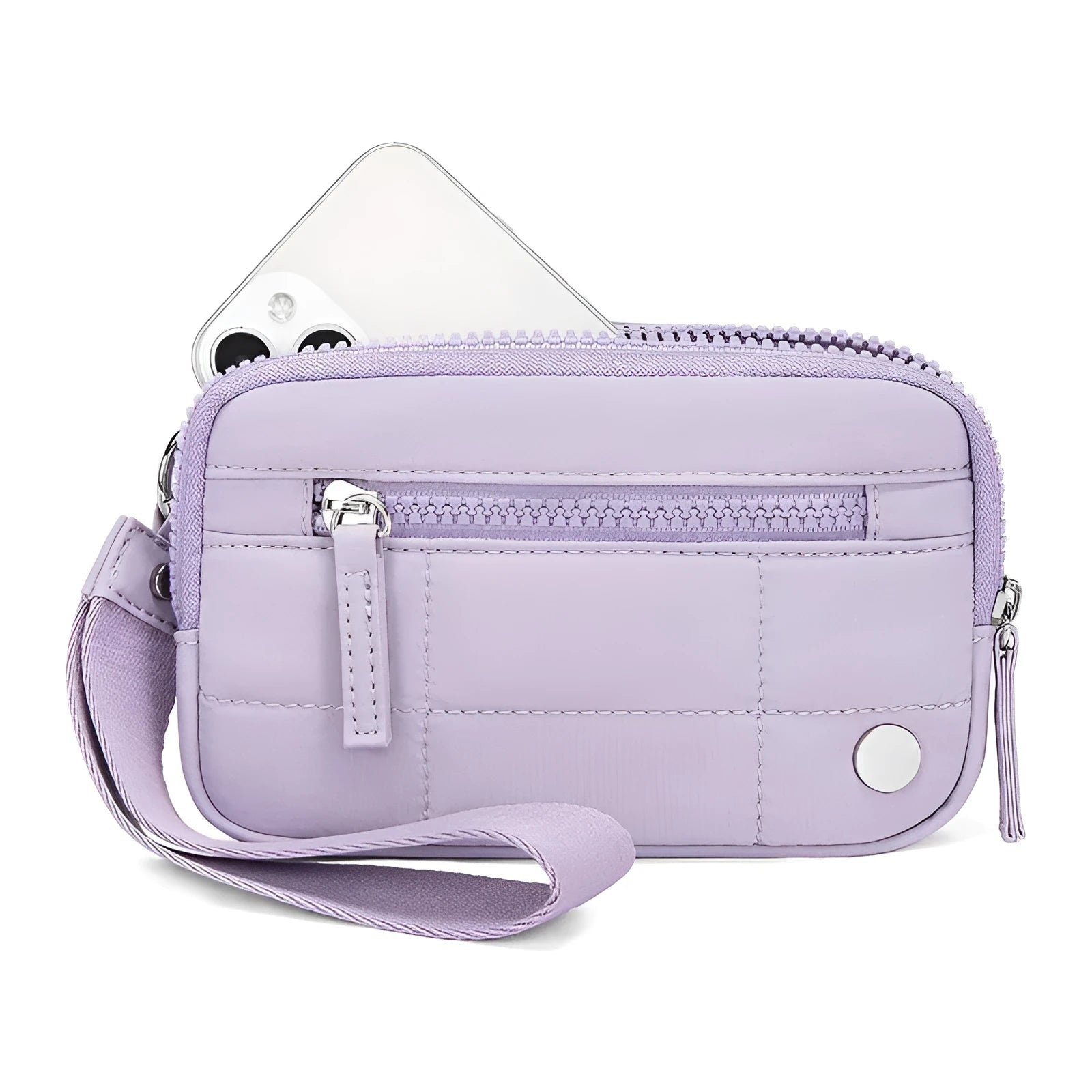 Waterproof quilted women's crossbody handbag with transparent deck panel in nylon material