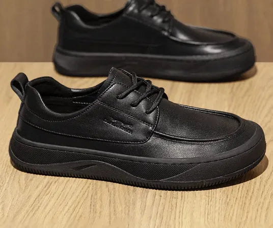 British retro brown casual leather shoes with big toe design and visible stitching