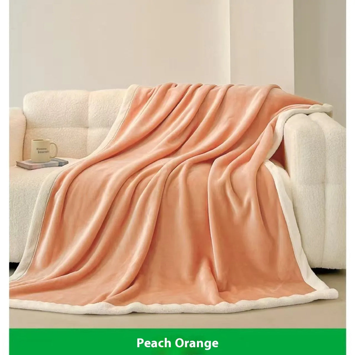 Soft flannel blanket in solid colour, available in 150x200cm and 200x230cm sizes for single and double beds
