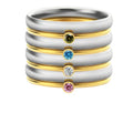 December birthstone ring with engraved geometric pattern and gold electroplated finish on titanium steel band.