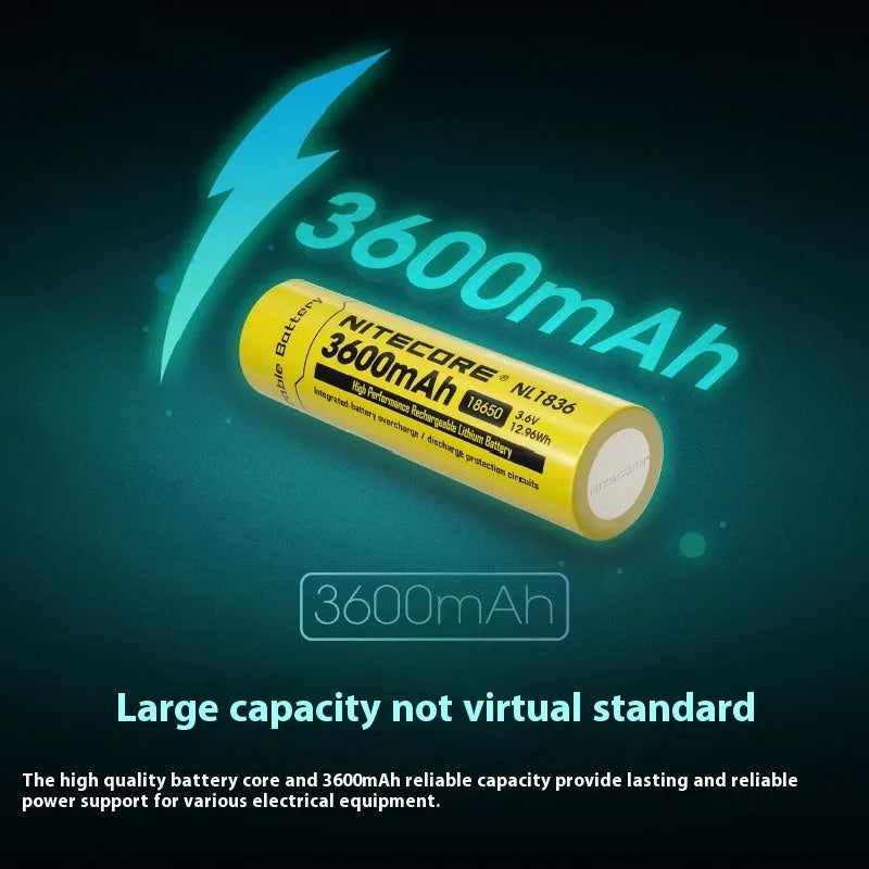 NL1836 rechargeable lithium battery 3600mAh 3.6V for flashlight with USB-C direct charge option