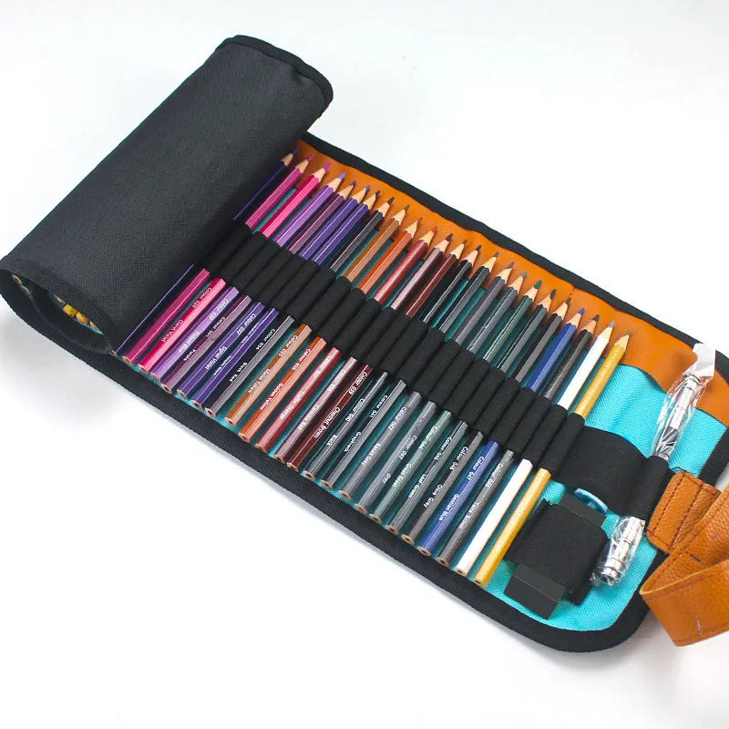 Set of 50 wooden coloured pencils for oily painting in a case with grade 1 basswood construction
