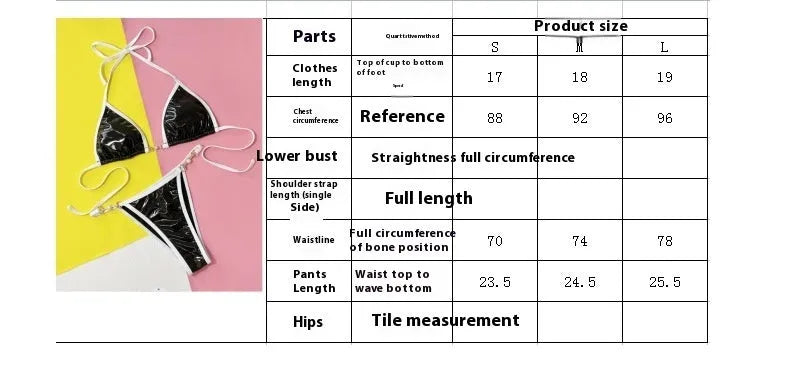 Black women's bikini swimsuit set with triangle top and split briefs