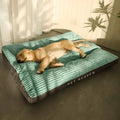 Green removable washable cut velvet pet dog bed kennel mat with PP cotton filling for dogs up to 100 kg