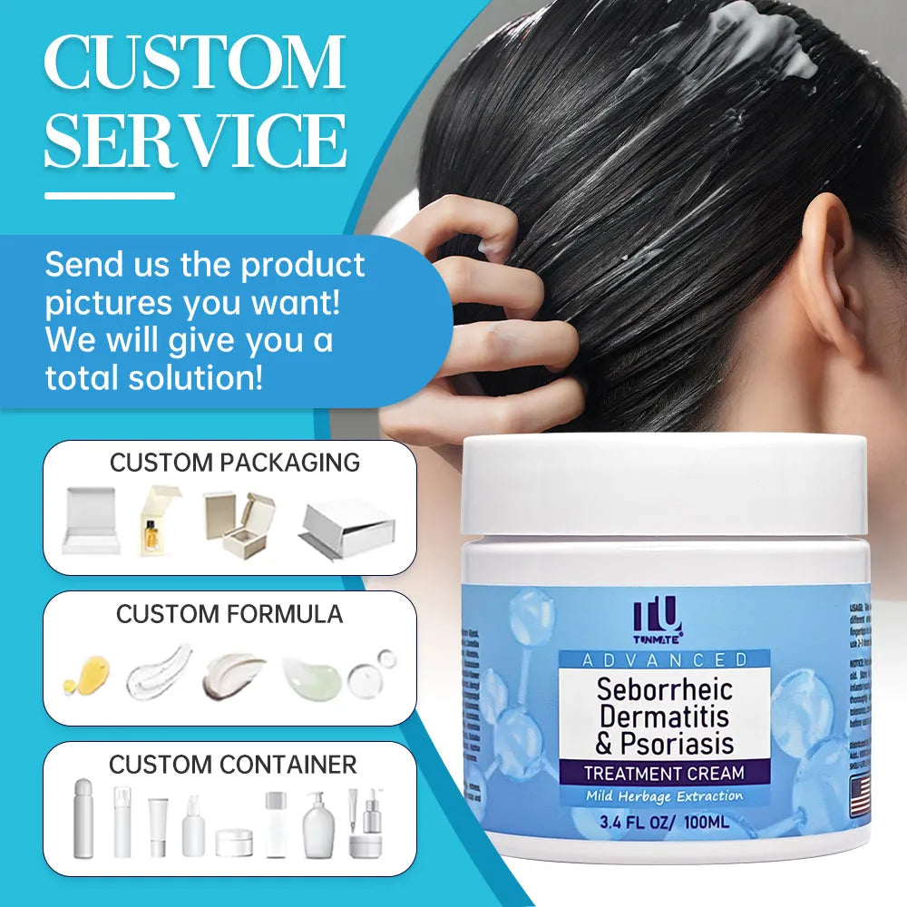 100ml seborrheic dermatitis cream for flaky dry scalp, itchy skin, and eczema on face, body, and scalp