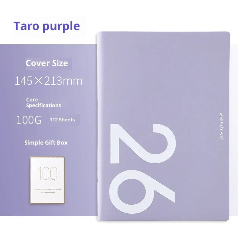 A5 imitation leather schedule notebook with two-pages-per-week layout and coloured cover options