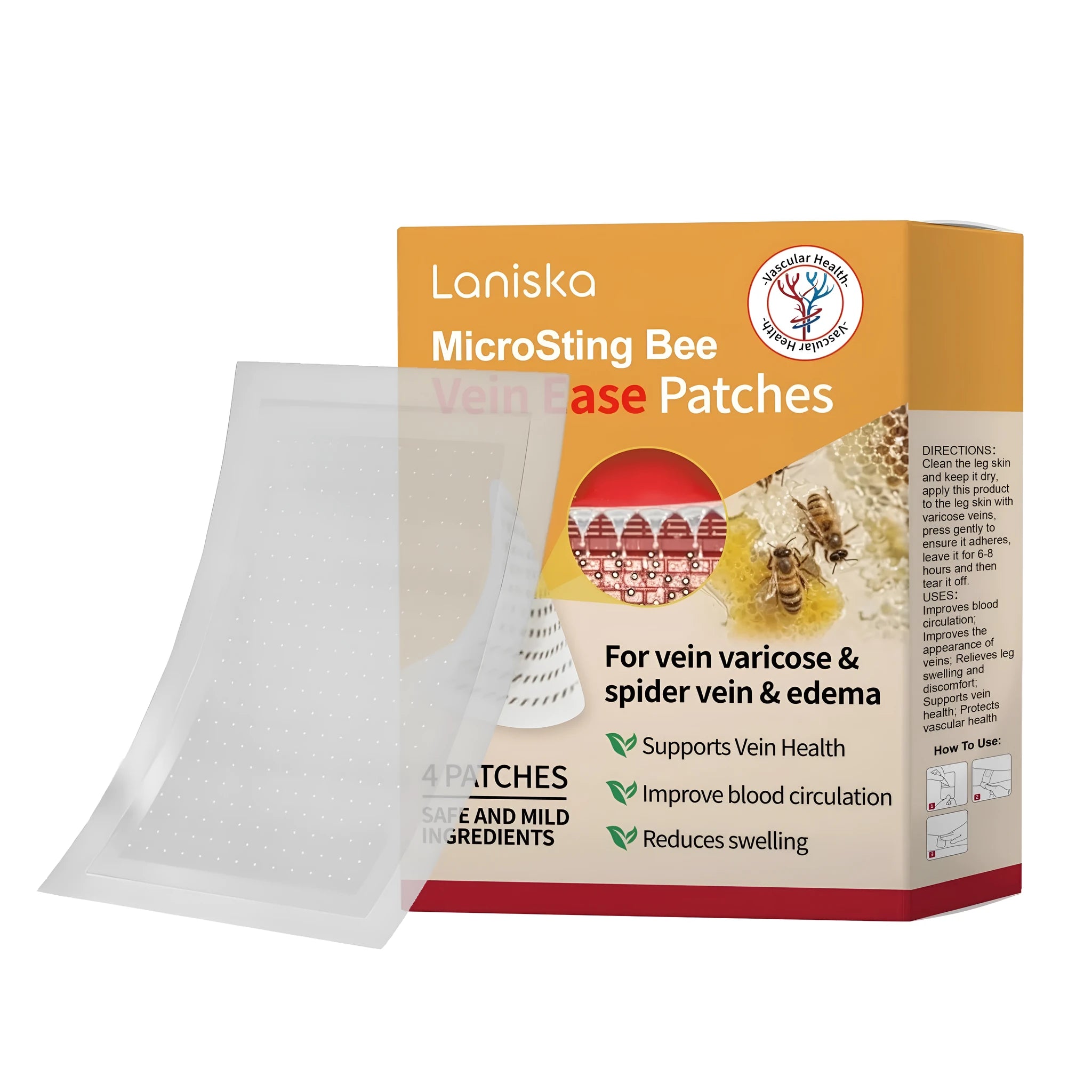 Four varicose vein microneedle patches with ginger and panthenol formulation for skin application