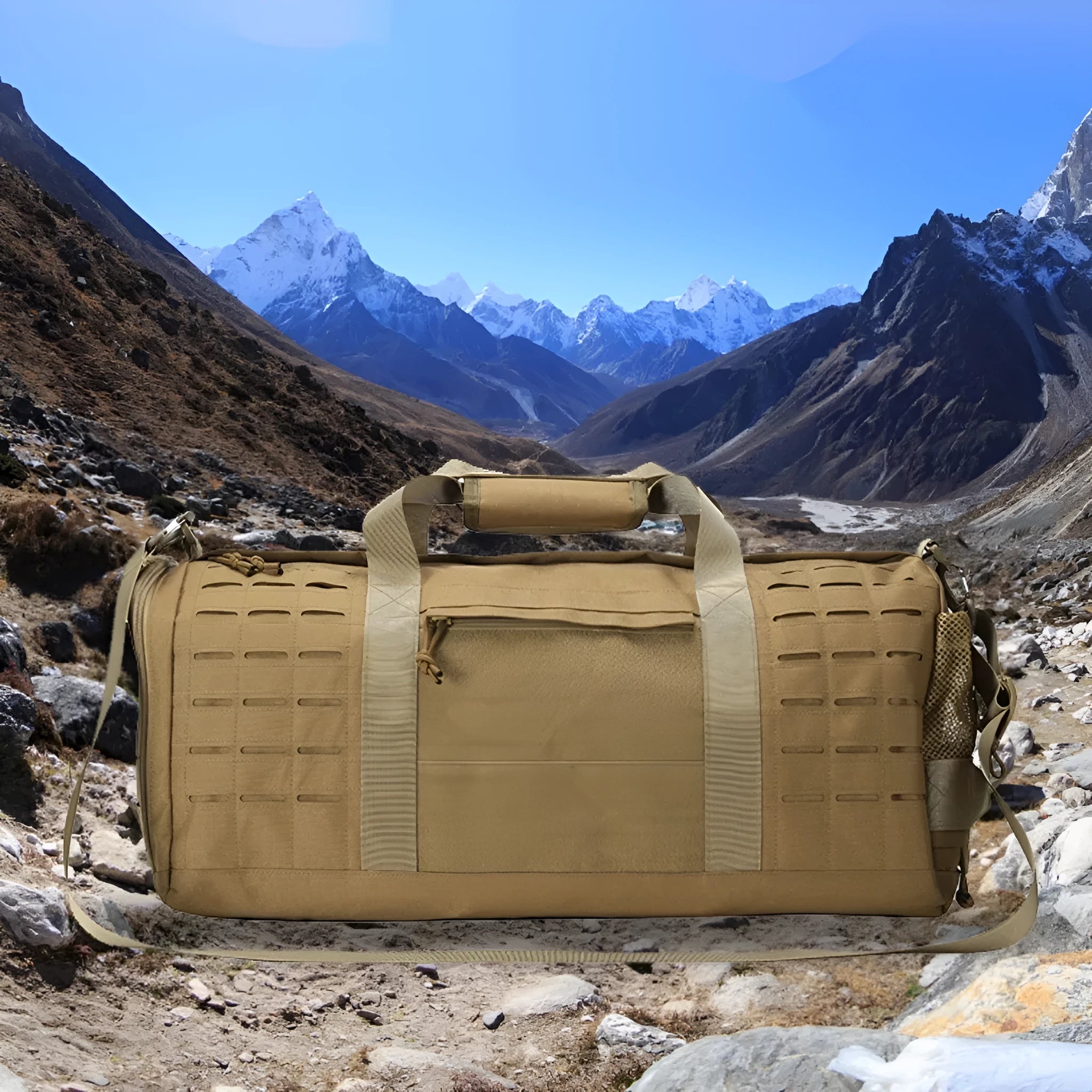 Men's khaki waterproof Oxford cloth sports handbag with an air pillow shoulder strap