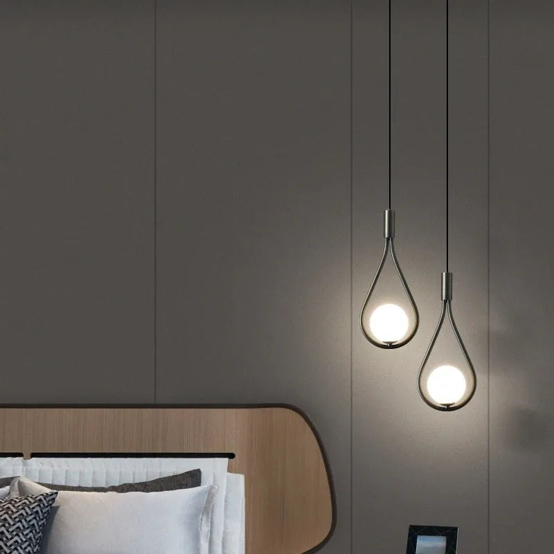 Modern minimalist copper finish bedside chandelier lamp for bedroom lighting