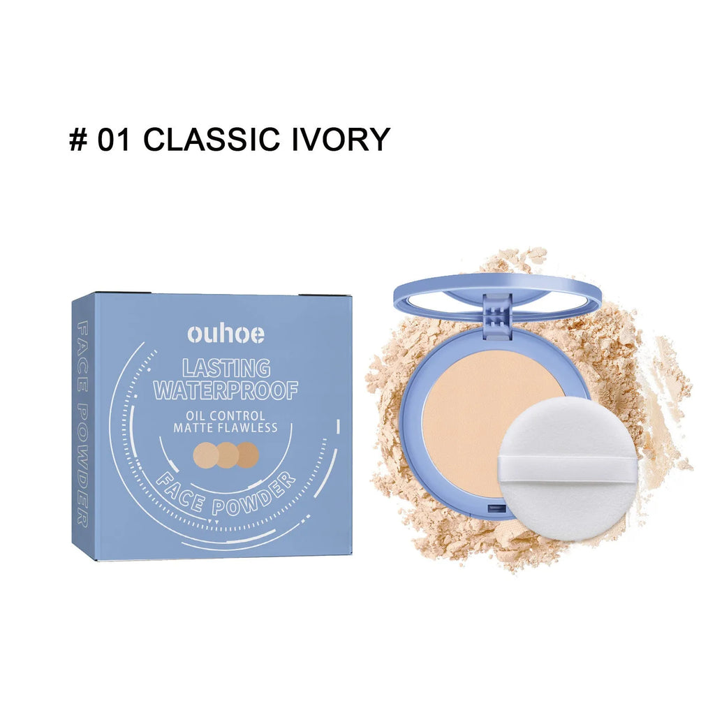 8g finishing powder compact in Natural Beige, Pure Beige, or Classic Ivory for natural makeup setting