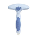 Stainless steel double-row pet comb for dog grooming in azure light blue colour