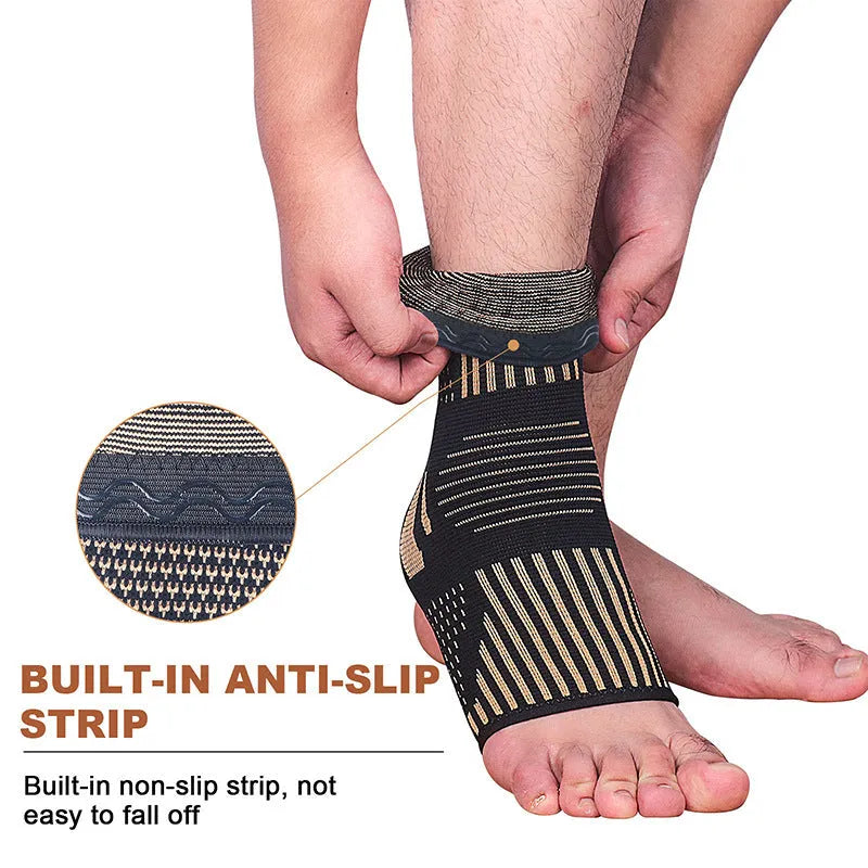 Copper ion ankle support in gold colour for adult sports protective gear, single unit