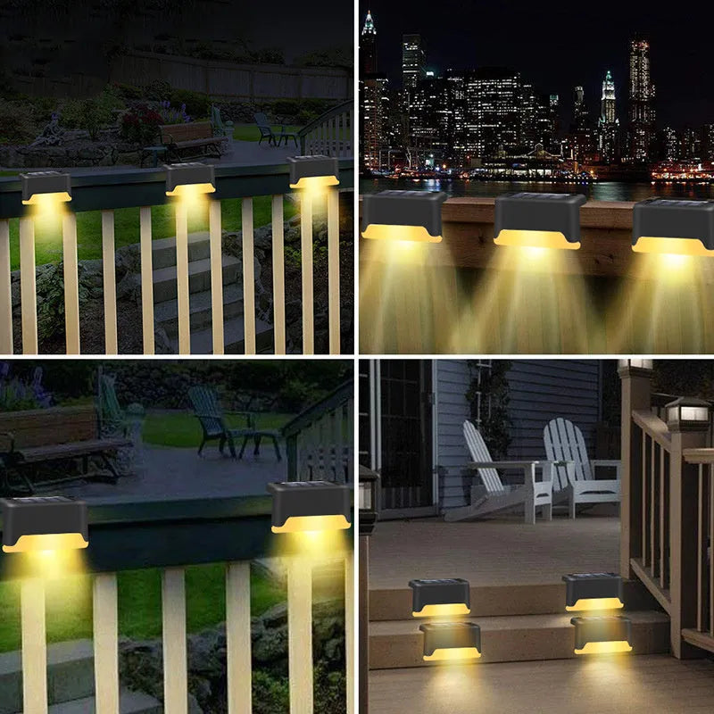 Black solar courtyard stair light 0.2W IP55 ABS 75x44x42mm for outdoor garden steps and pathways
