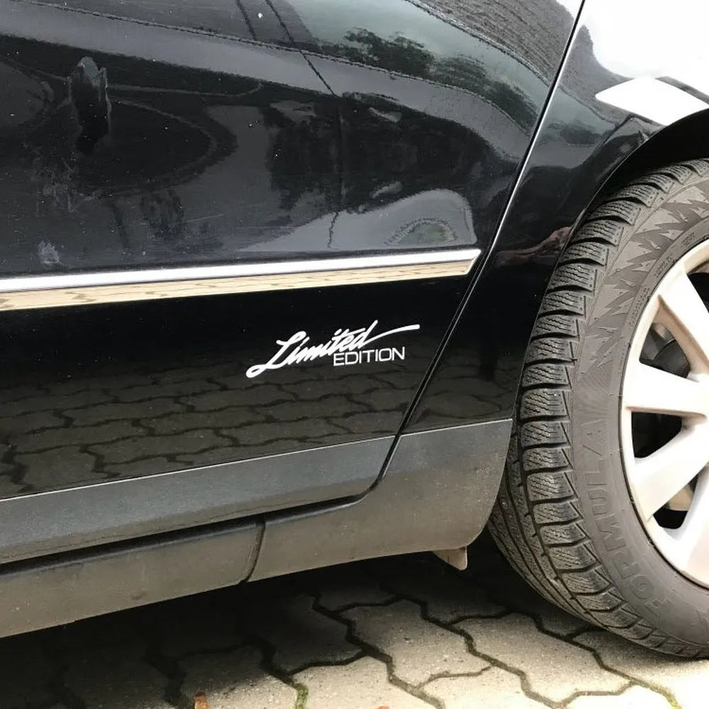 Reflective British style bumper sticker in black, white, and colourful options, 16cm long.