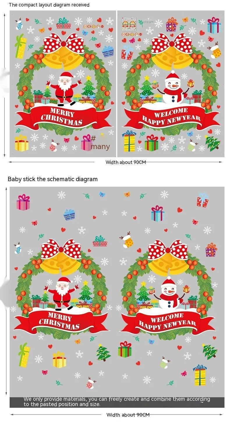 Large colourful cartoon electrostatic Christmas wall sticker on a window