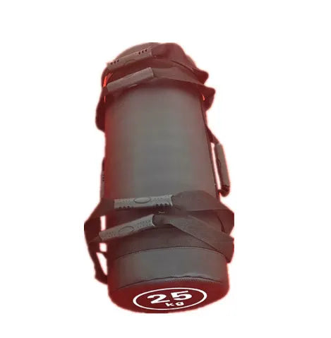 Flat white PVC solid fitness training sandbag for weight lifting in gym.