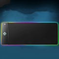 Wireless charging RGB luminous mouse pad 300x800x4mm with black cloth surface and built-in 10W charger
