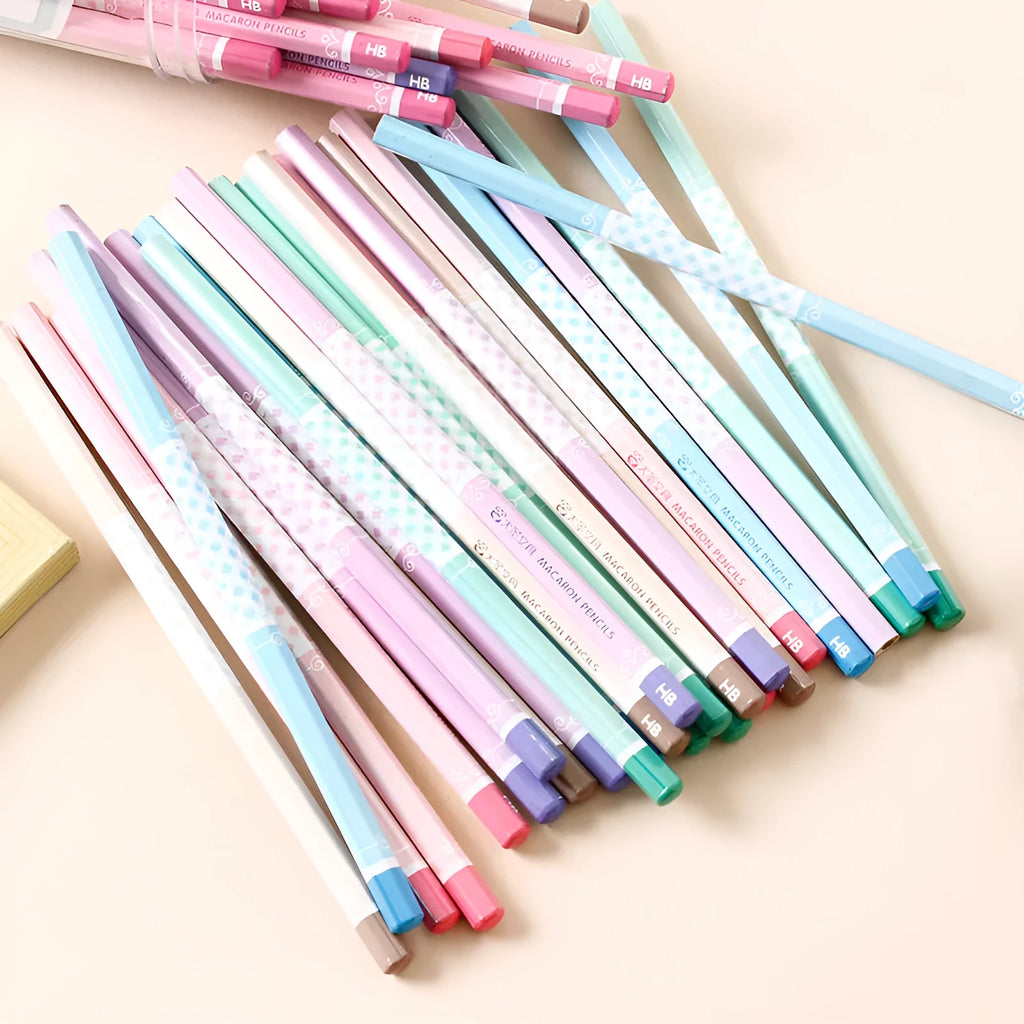 50 wooden mechanical pencils with hexagonal basswood barrels and HB refills