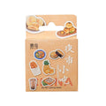 Box-packed night market snacks retro stickers 46 pieces adhesive labels for DIY decoration