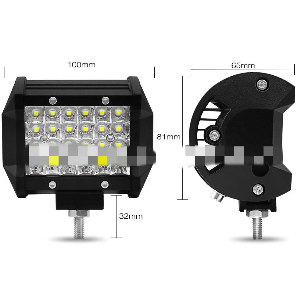 Black 4-row high-power LED strip light with aluminium case and stainless steel bracket