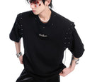 Short sleeve t-shirt with lace-up cutout detail in black and white colour options